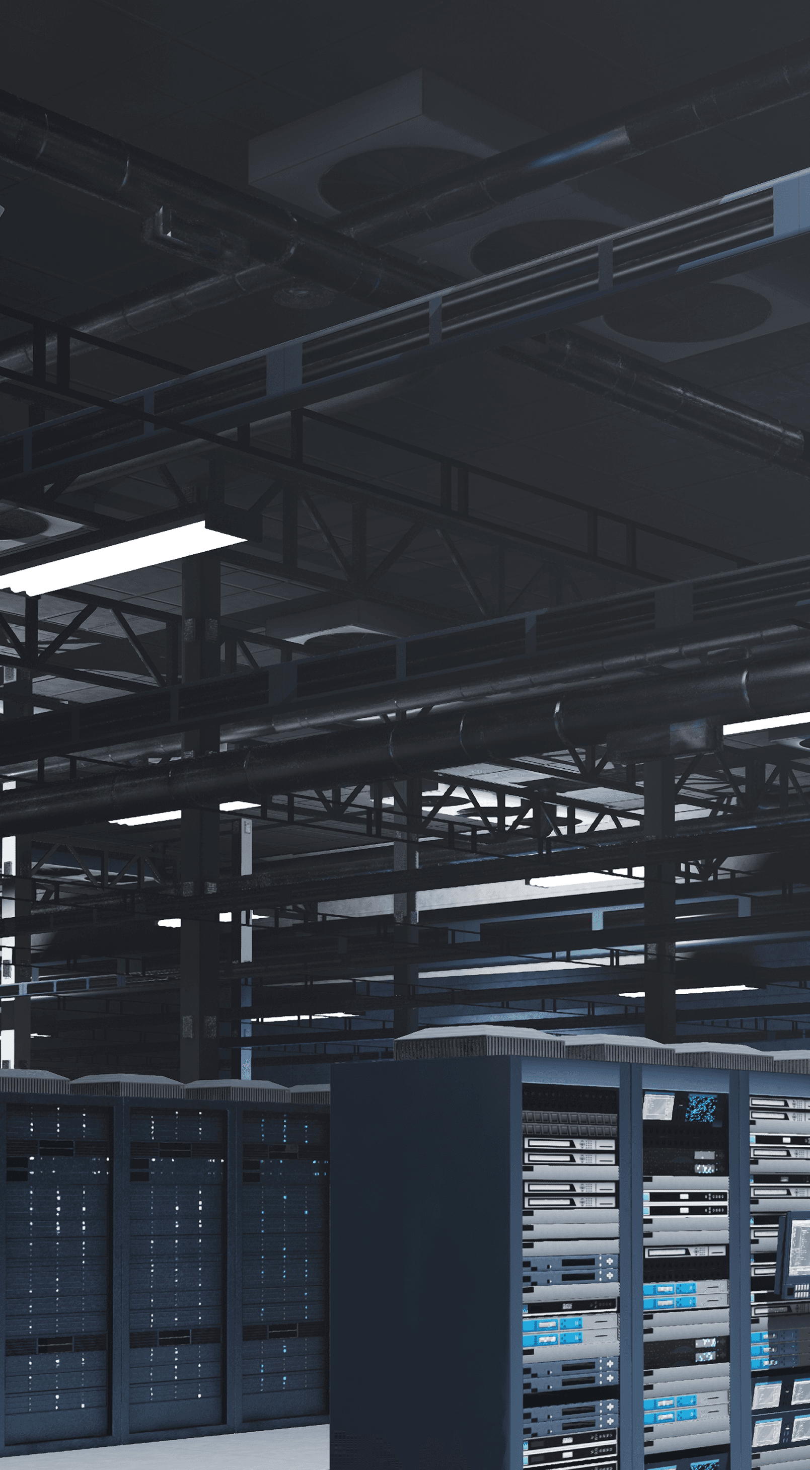 Server cabinets in a data center.