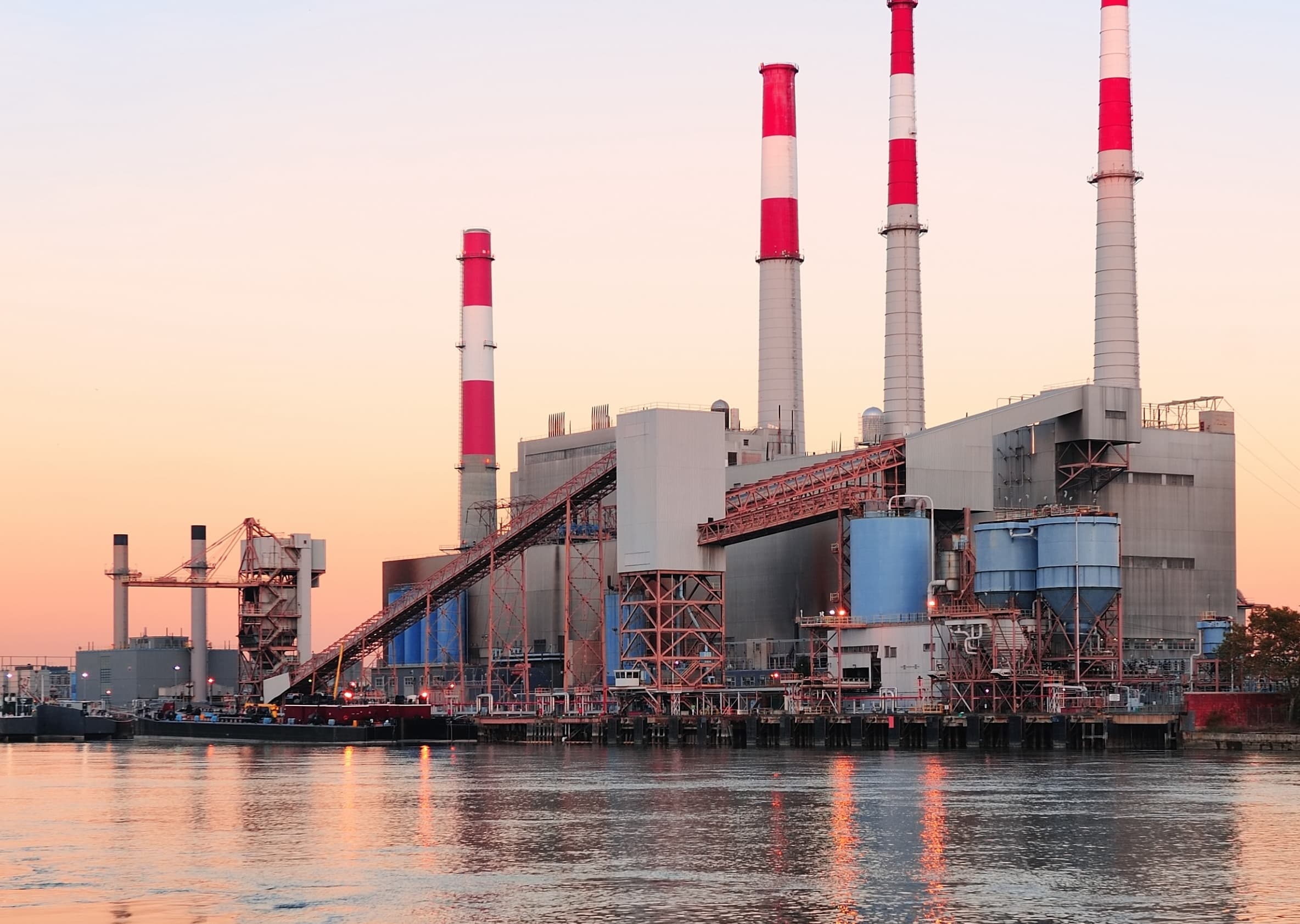 Power plant overlooking a river.